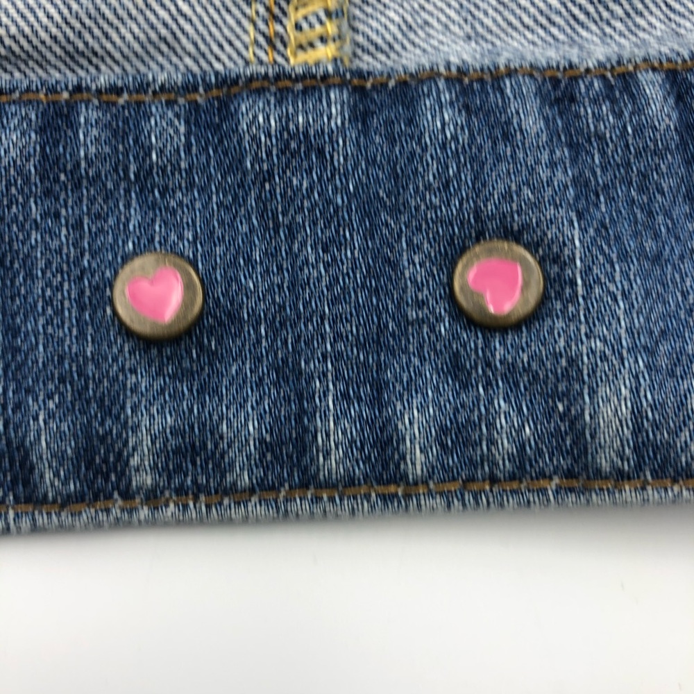 PINK Victoria’s Secret cropped jean jacket Size Small intentional distressing - Picture 9 of 13